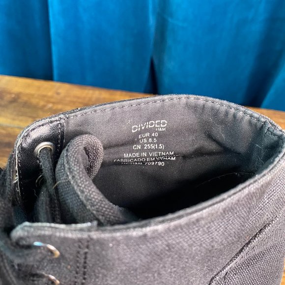 H&M Divided 709790 Canvas Platform Boots Black Size 8.5 - Picture 3 of 10